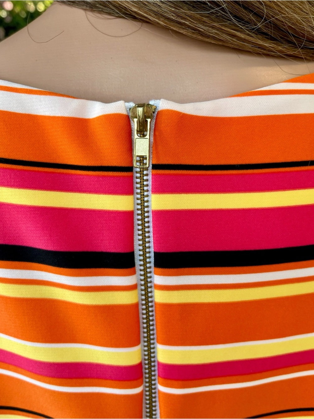 Shelby & Palmer Striped Midi Sheath Dress Size 14 Retro Mod Orange Pink - Picture 8 of 9